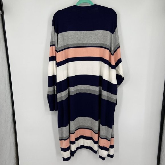 Liquid multi stripe long line Duster Sweater Open cardigan plus size 3X - Picture 11 of 16